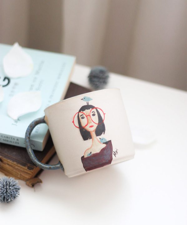 Gözlemci Kuş Stoneware Kupası